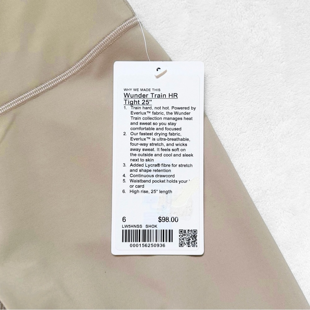NWT Lululemon Wunder Train HR Tight 25” – Sheer Oak – Size 6 - Picture 4 of 11